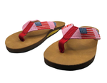 Timeless Traditional American Flag Flip Flops- Hand stitched Needlepoint Women's Pink Flag