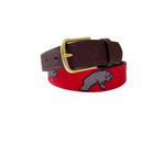 Enhance your Snow Bird travel with our Florida Manatee Needlepoint belt , avaiable in Red, Navy or Coral