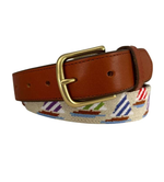 Needlepoint Sailboat Belt – Handcrafted Nautical Design