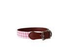 Pink and White Needlepoint Dog Collar- Gingham pink needlepoint pattern