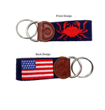 Crab Needlepoint Key Fob