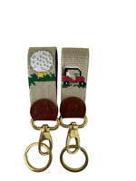 Golf Ball Needepoint Key Fob with Lobster Clasp