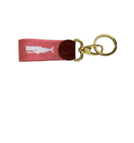 Pink Whale key chain, hand stitched needlepoint
