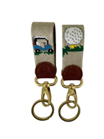 Golf Cart Needlepoint Key Fob with lobster clasp