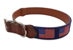 Needlepoint dog collar, Classic Traditional American Flag design