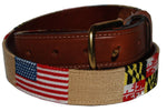 Needlepoint Belt - Maryland Flag / US Flag design