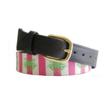 Pink Crab Needlepoint Belt