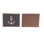 Leather Card Wallet with Anchor Needlepoint Design
