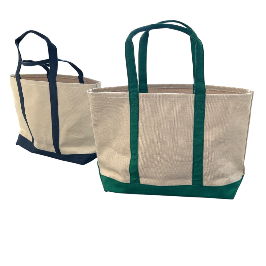 Canvas Tote Bag with Needlepoint Pocket & Interior Zipper