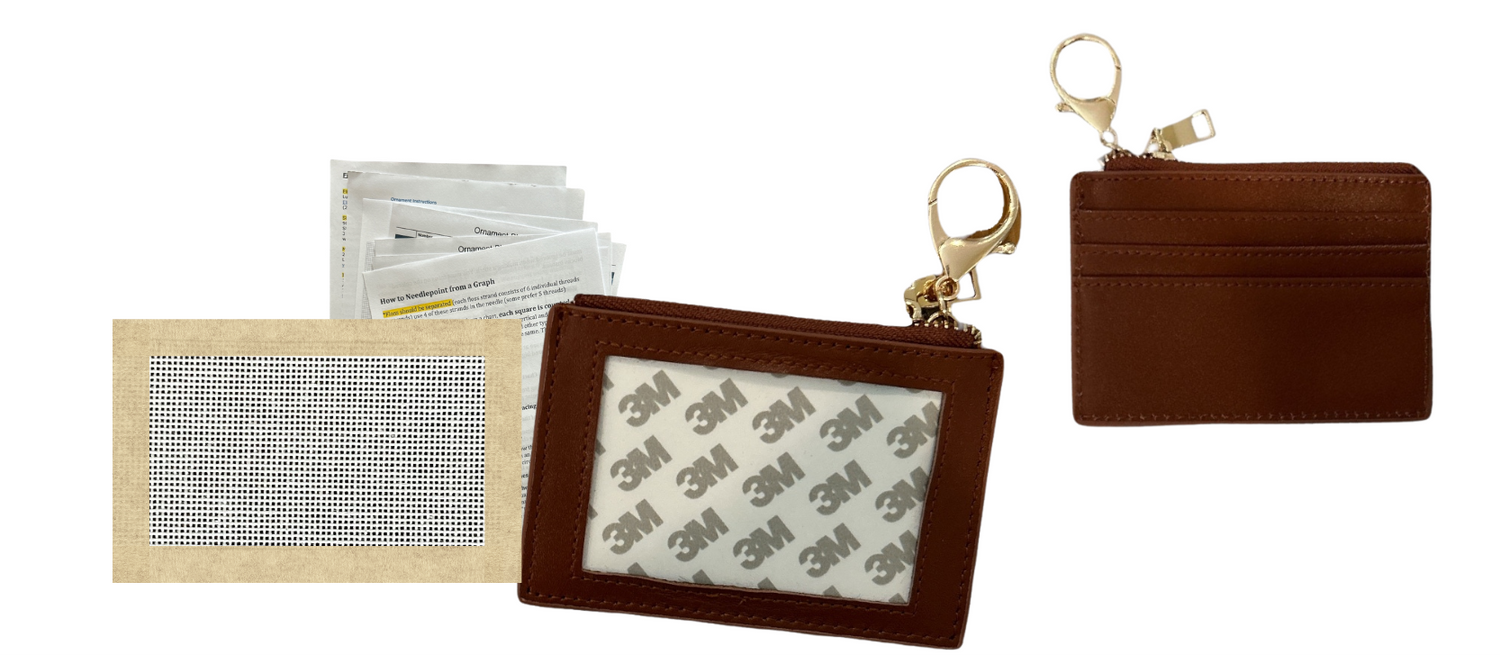 Needlepoint Card Wallet Kit -  Self Finishing Needlepoint Kit , comes with 18 Count Canvas
