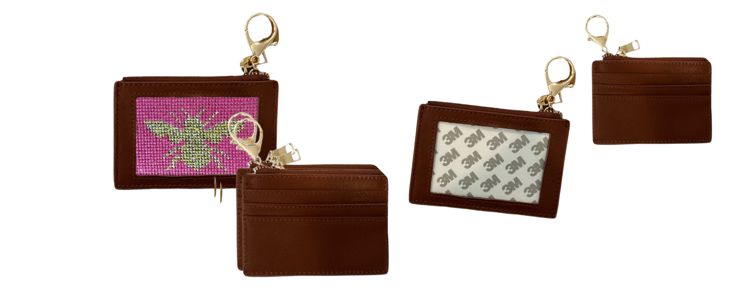 Needlepoint Card Wallet Kit -  Self Finishing Needlepoint Kit , comes with 18 Count Canvas