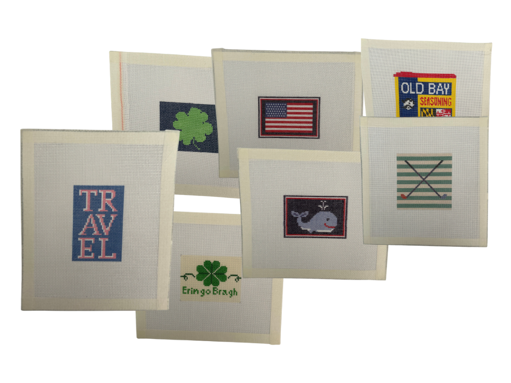 American Flag Needlepoint Canvas for Card Wallet, Printed Patriotic 18 Count Canvas, DIY Needlepoint Leather Wallet Insert