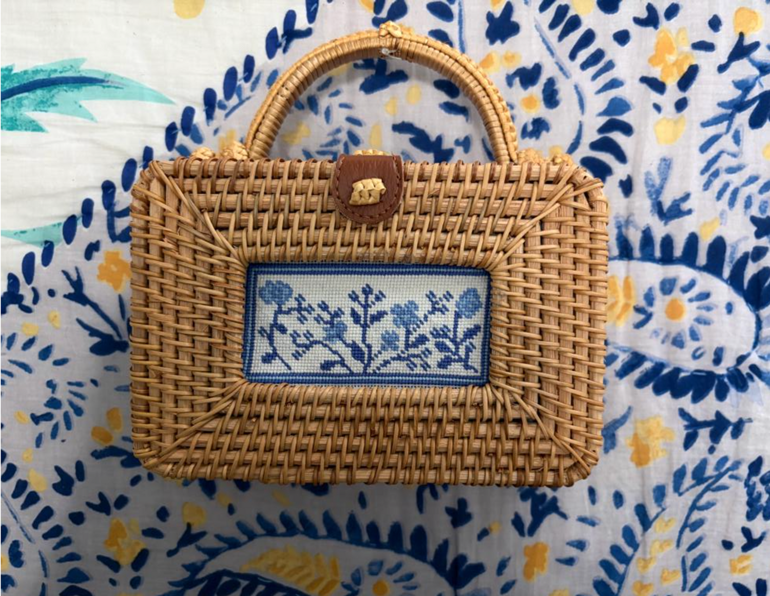 Needlepoint Rattan Crossbody Purse (3 sizes) - Your canvas. Your story. Interchangeable by design.