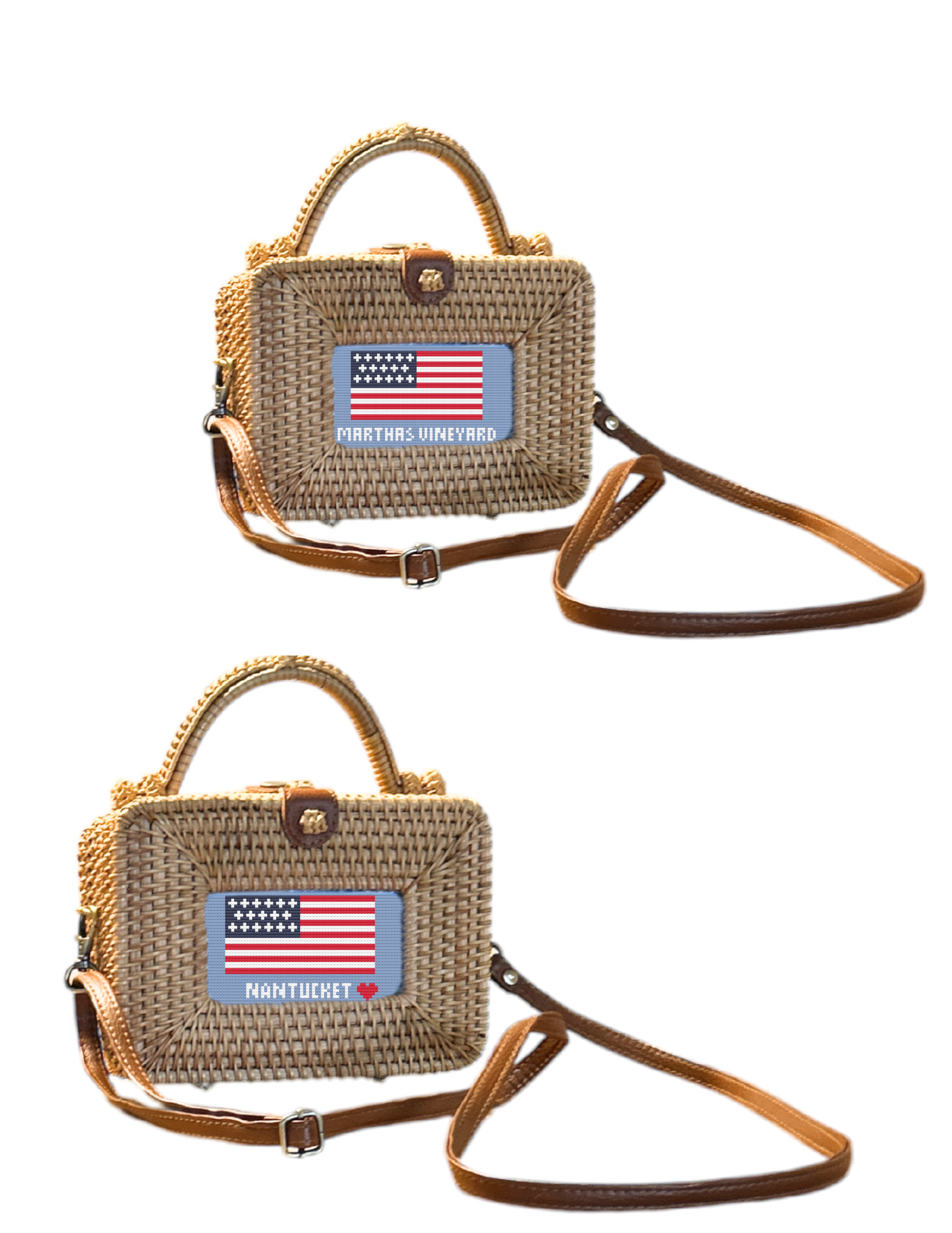 American Flag Purse Insert Needlepoint Chart — Nantucket & Martha's Vineyard, 2 Designs in 1