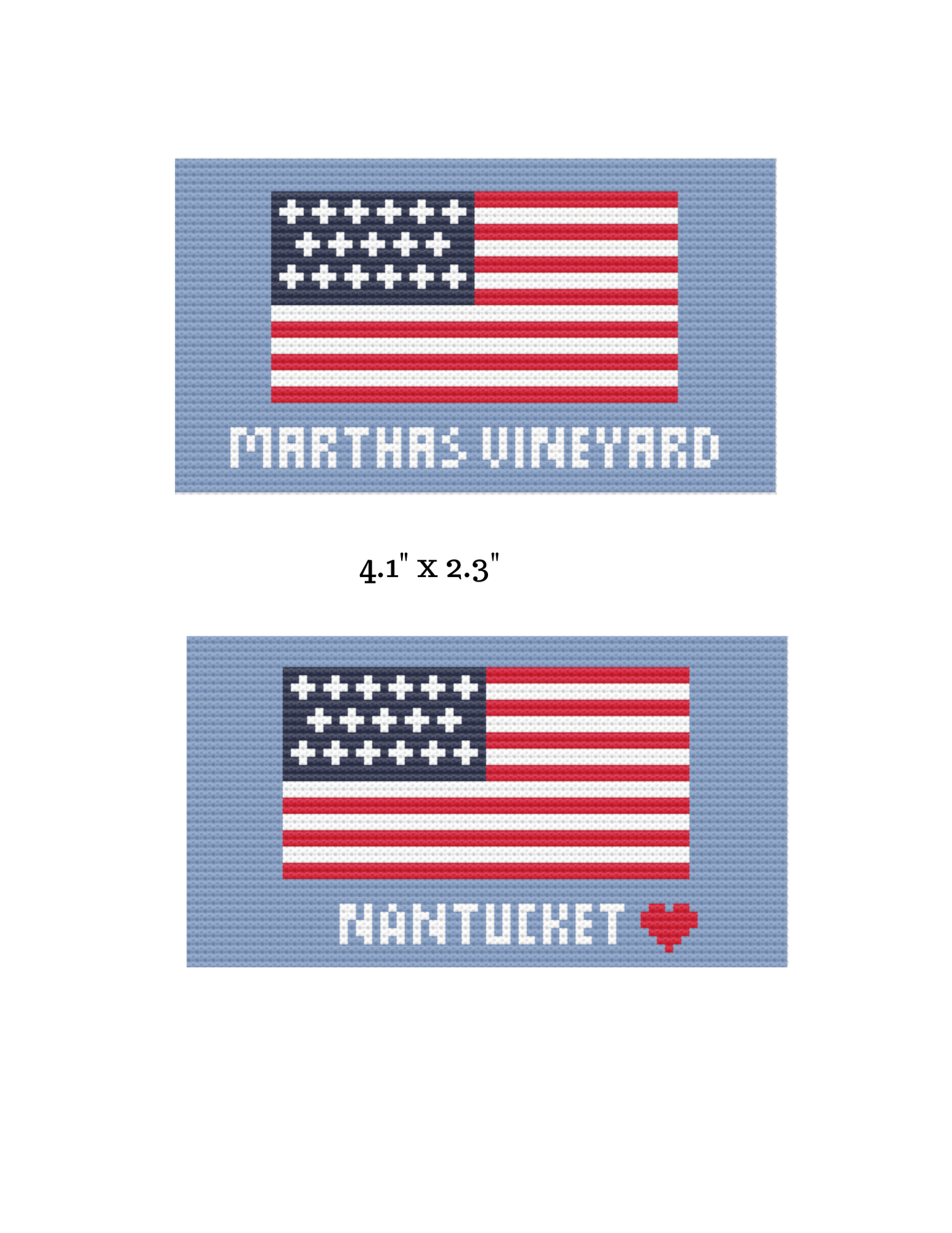 American Flag Purse Insert Needlepoint Chart — Nantucket & Martha's Vineyard, 2 Designs in 1