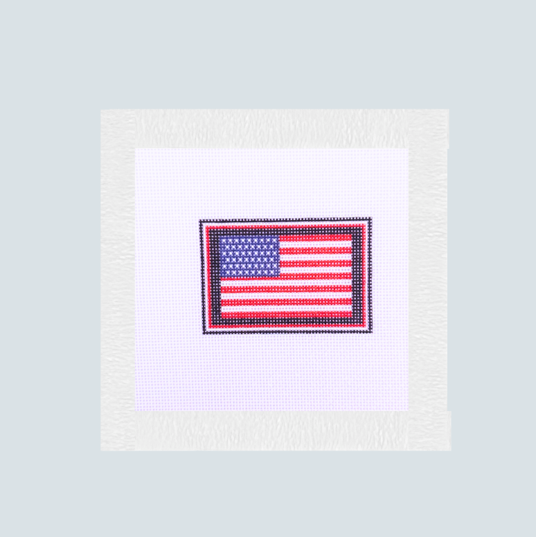 American Flag Needlepoint Canvas for Card Wallet, Printed Patriotic 18 Count Canvas, DIY Needlepoint Leather Wallet Insert