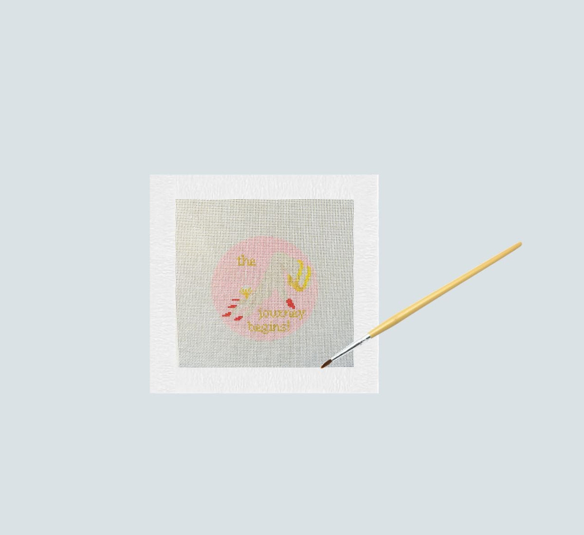 The Journey Begins Needlepoint Canvas, Engagement Ring Hand Painted Round Holiday Ornament