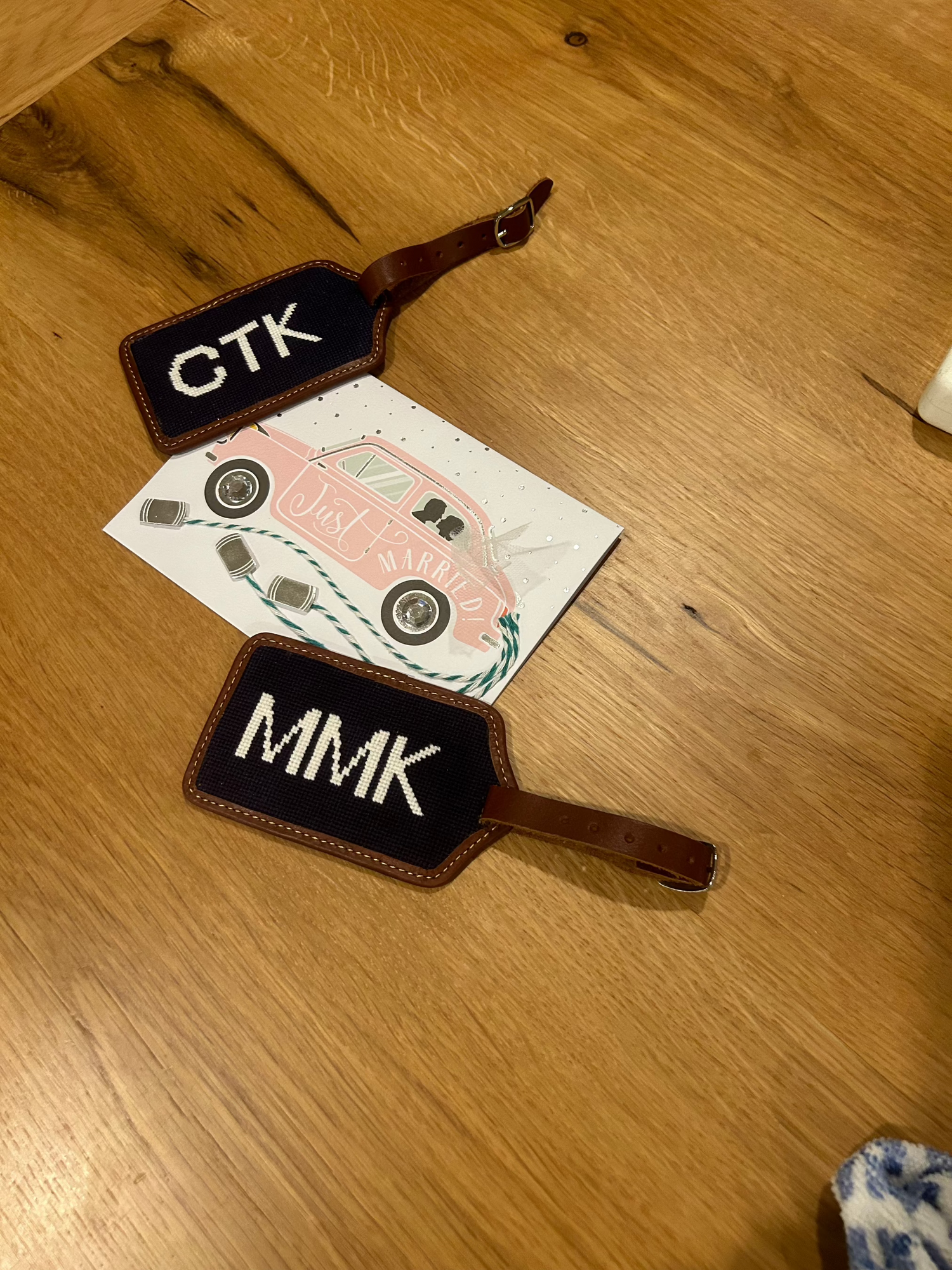 Luggage Tags- Custom designed hand stitched Needlepoint
