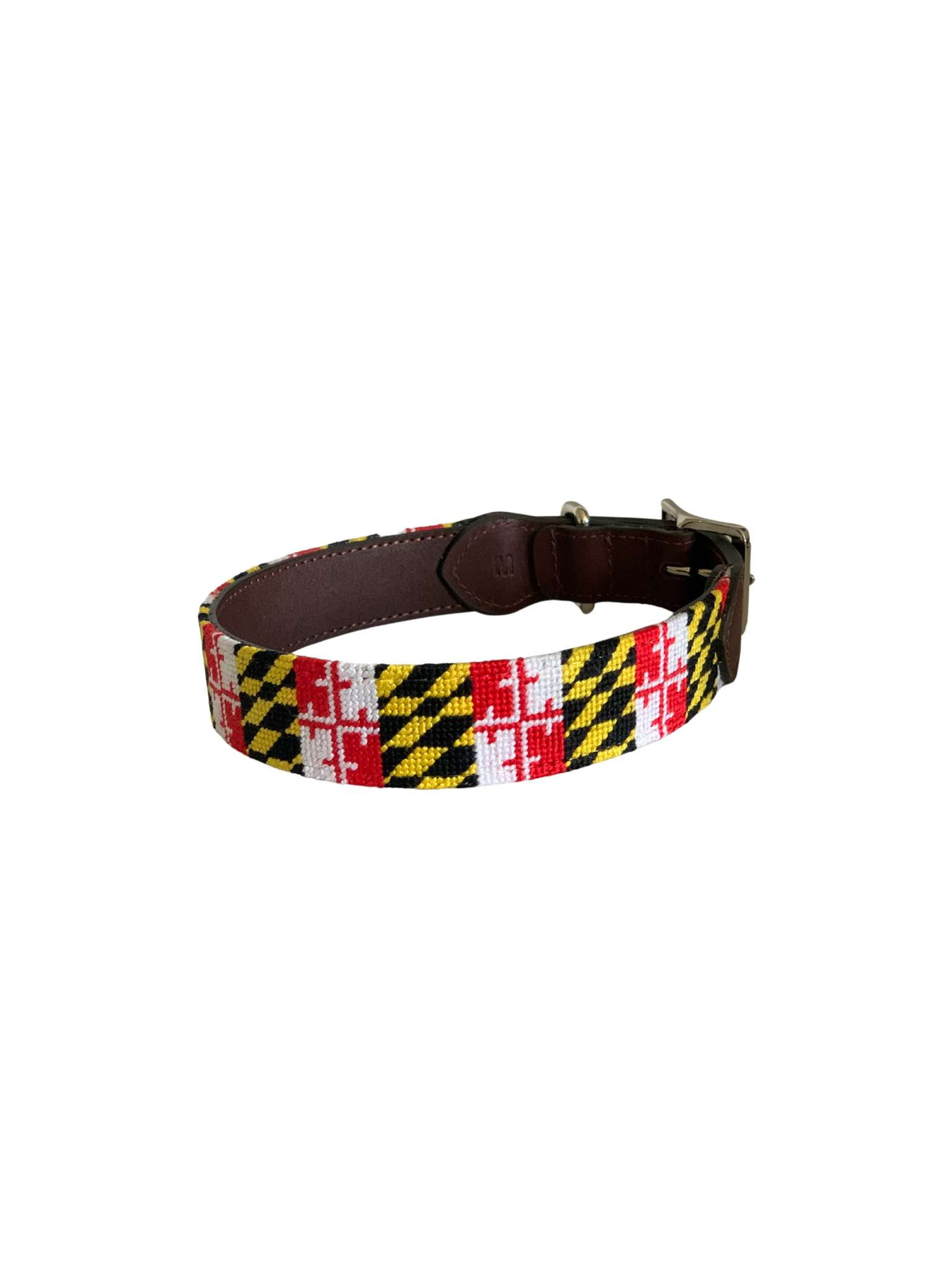 Maryland Flag Proud Dog Collar- Hand stitched Needlepoint