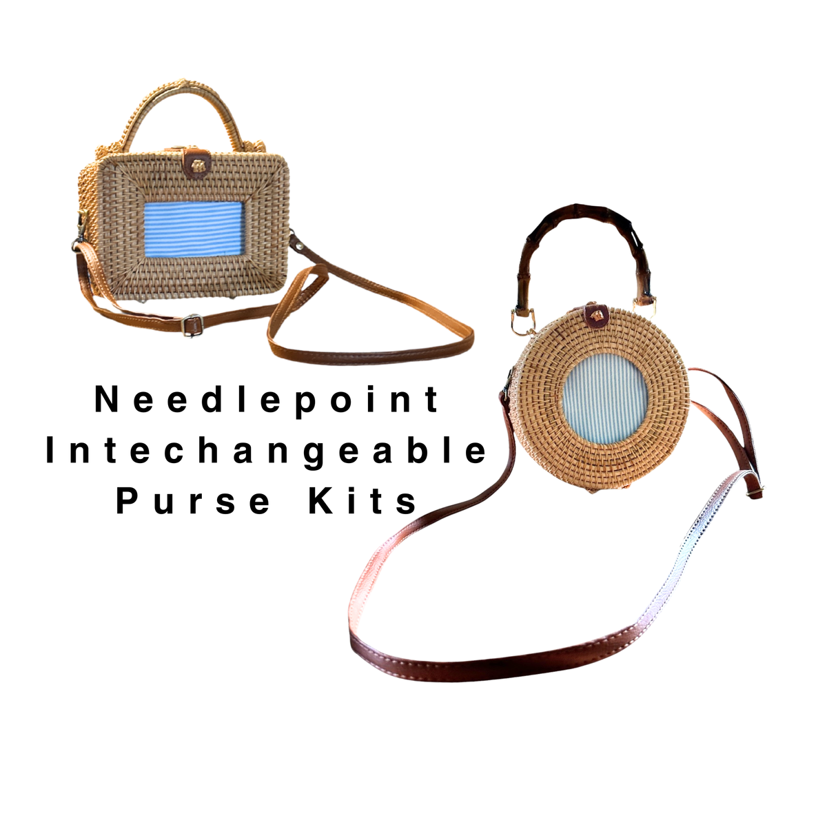 Needlepoint DIY Handmade Rattan Straw Purse — Self Finishing, Woven Bag, Summer Tote
