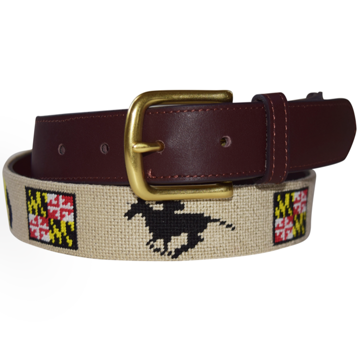 Maryland Horse Jockey Needlepoint Belt